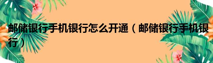 邮储银行手机银行怎么开通（邮储银行手机银行）