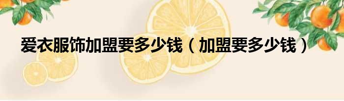 爱衣服饰加盟要多少钱（加盟要多少钱）
