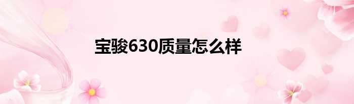 宝骏630质量怎么样