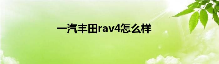 一汽丰田rav4怎么样