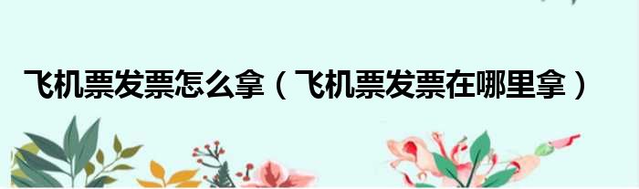飞机票发票怎么拿（飞机票发票在哪里拿）