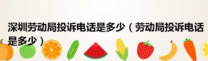 深圳劳动局投诉电话是多少（劳动局投诉电话是多少）
