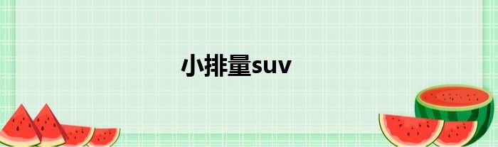 小排量suv