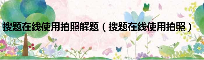 搜题在线使用拍照解题（搜题在线使用拍照）