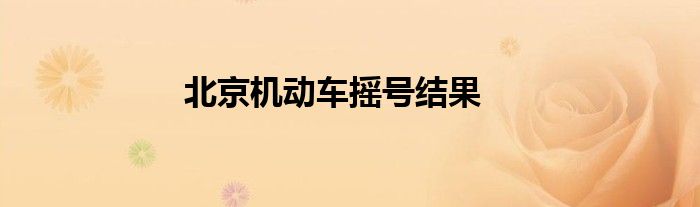 北京机动车摇号结果