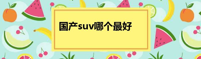 国产suv哪个最好