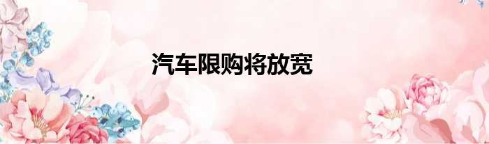 汽车限购将放宽