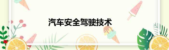 汽车安全驾驶技术