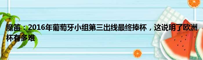 魔笛：2016年葡萄牙小组第三出线最终捧杯，这说明了欧洲杯有多难