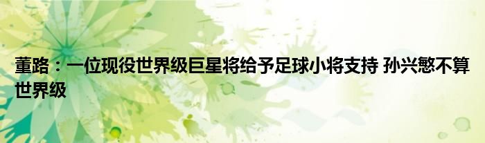 董路：一位现役世界级巨星将给予足球小将支持 孙兴慜不算世界级