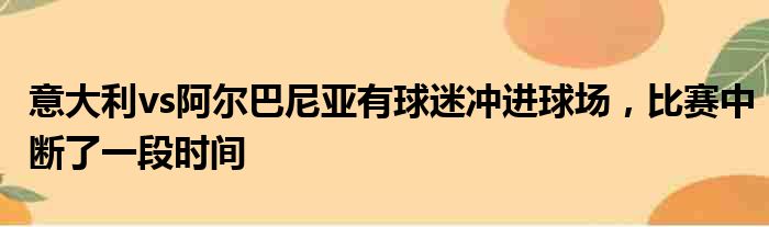 意大利vs阿尔巴尼亚有球迷冲进球场，比赛中断了一段时间