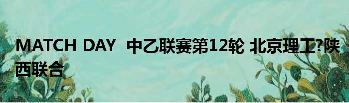 MATCH DAY  中乙联赛第12轮 北京理工?陕西联合