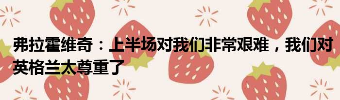 弗拉霍维奇：上半场对我们非常艰难，我们对英格兰太尊重了