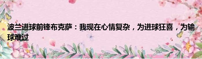波兰进球前锋布克萨：我现在心情复杂，为进球狂喜，为输球难过