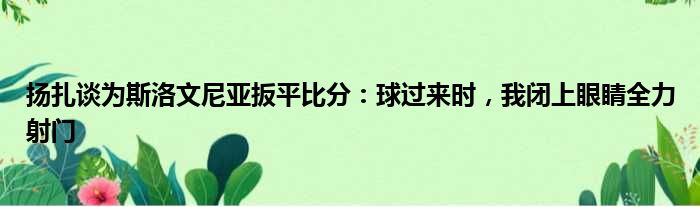 扬扎谈为斯洛文尼亚扳平比分：球过来时，我闭上眼睛全力射门