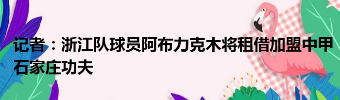 记者：浙江队球员阿布力克木将租借加盟中甲石家庄功夫