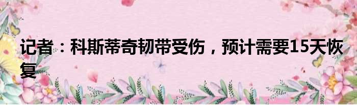 记者：科斯蒂奇韧带受伤，预计需要15天恢复