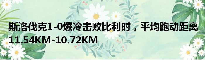 斯洛伐克1-0爆冷击败比利时，平均跑动距离11.54KM-10.72KM