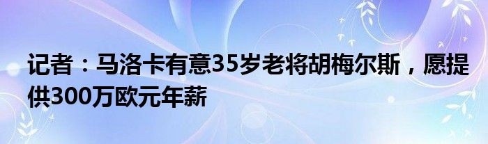 记者：马洛卡有意35岁老将胡梅尔斯，愿提供300万欧元年薪