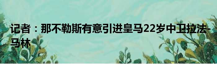 记者：那不勒斯有意引进皇马22岁中卫拉法-马林