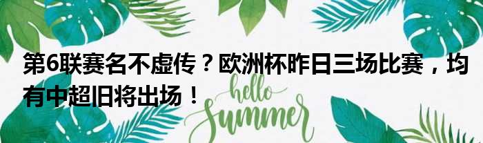第6联赛名不虚传？欧洲杯昨日三场比赛，均有中超旧将出场！
