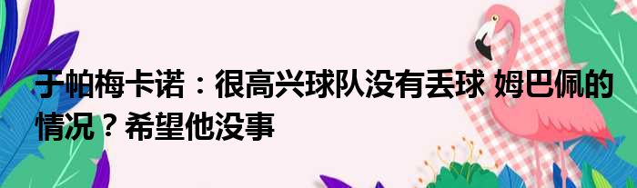 于帕梅卡诺：很高兴球队没有丢球 姆巴佩的情况？希望他没事