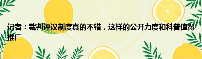 记者：裁判评议制度真的不错，这样的公开力度和科普值得推广