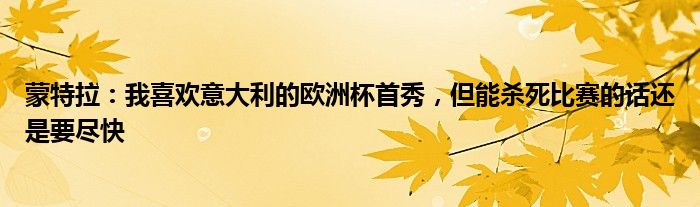 蒙特拉：我喜欢意大利的欧洲杯首秀，但能杀死比赛的话还是要尽快