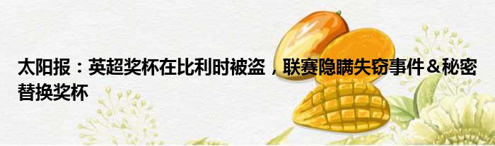 太阳报：英超奖杯在比利时被盗，联赛隐瞒失窃事件＆秘密替换奖杯
