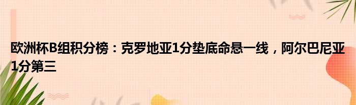 欧洲杯B组积分榜：克罗地亚1分垫底命悬一线，阿尔巴尼亚1分第三
