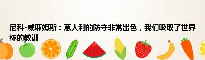 尼科-威廉姆斯：意大利的防守非常出色，我们吸取了世界杯的教训