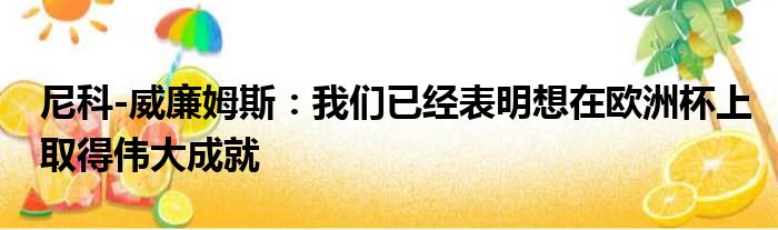 尼科-威廉姆斯：我们已经表明想在欧洲杯上取得伟大成就