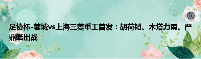 足协杯-蓉城vs上海三菱重工首发：胡荷韬、木塔力甫、严鼎皓出战