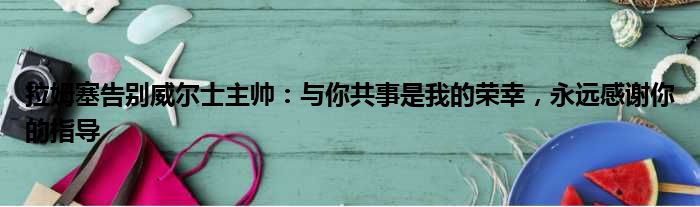 拉姆塞告别威尔士主帅：与你共事是我的荣幸，永远感谢你的指导