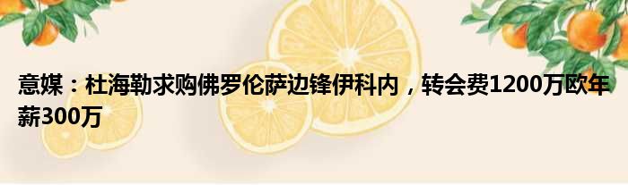 意媒：杜海勒求购佛罗伦萨边锋伊科内，转会费1200万欧年薪300万