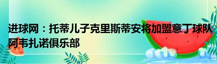 进球网：托蒂儿子克里斯蒂安将加盟意丁球队阿韦扎诺俱乐部
