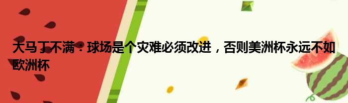 大马丁不满：球场是个灾难必须改进，否则美洲杯永远不如欧洲杯