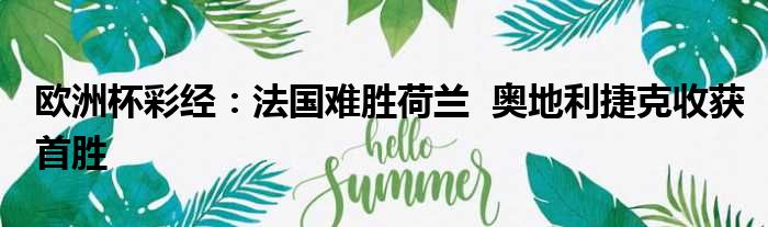 欧洲杯彩经：法国难胜荷兰  奥地利捷克收获首胜