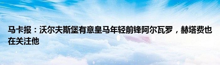 马卡报：沃尔夫斯堡有意皇马年轻前锋阿尔瓦罗，赫塔费也在关注他