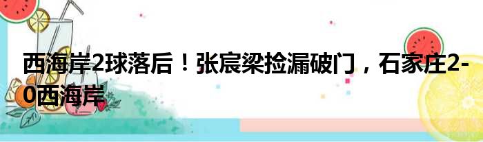 西海岸2球落后！张宸梁捡漏破门，石家庄2-0西海岸
