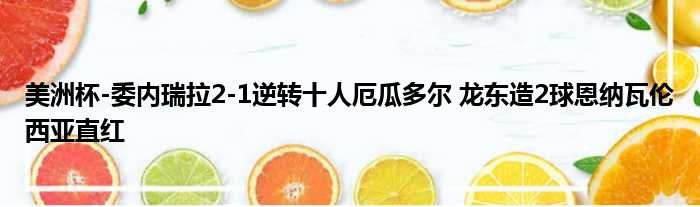 美洲杯-委内瑞拉2-1逆转十人厄瓜多尔 龙东造2球恩纳瓦伦西亚直红