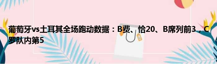 葡萄牙vs土耳其全场跑动数据：B费、恰20、B席列前3，C罗队内第5