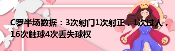 C罗半场数据：3次射门1次射正，1次过人，16次触球4次丢失球权