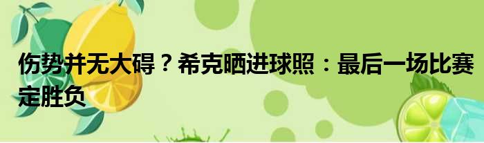伤势并无大碍？希克晒进球照：最后一场比赛定胜负
