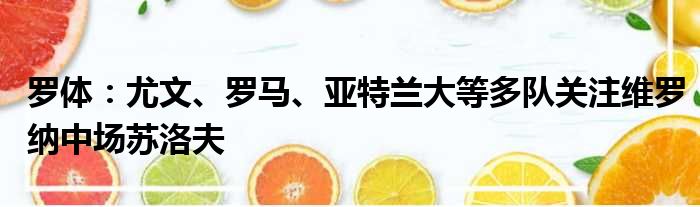 罗体：尤文、罗马、亚特兰大等多队关注维罗纳中场苏洛夫
