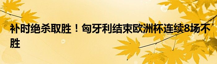 补时绝杀取胜！匈牙利结束欧洲杯连续8场不胜