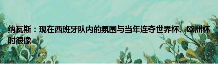 纳瓦斯：现在西班牙队内的氛围与当年连夺世界杯、欧洲杯时很像
