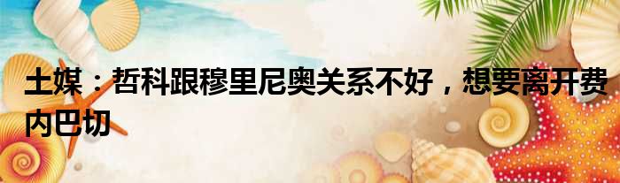 土媒：哲科跟穆里尼奥关系不好，想要离开费内巴切