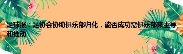 足球报：足协会协助俱乐部归化，能否成功需俱乐部来主导和推动