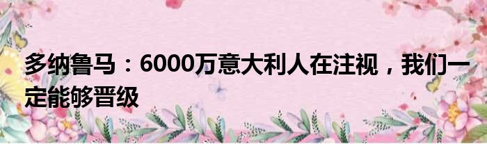 多纳鲁马：6000万意大利人在注视，我们一定能够晋级